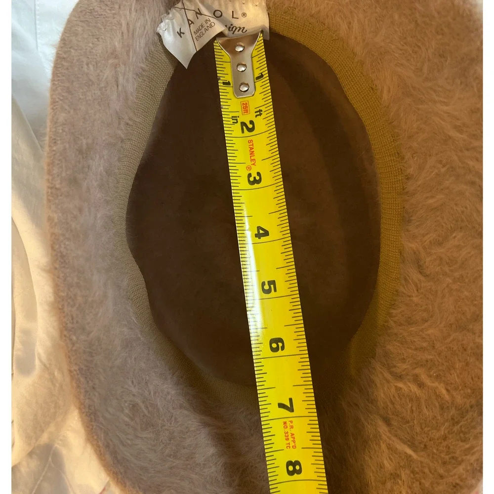 Vintage Kangol Angora Rabbit Fur Hat Made in England Furgora Tan Bucket Fuzzy - Picture 4 of 8